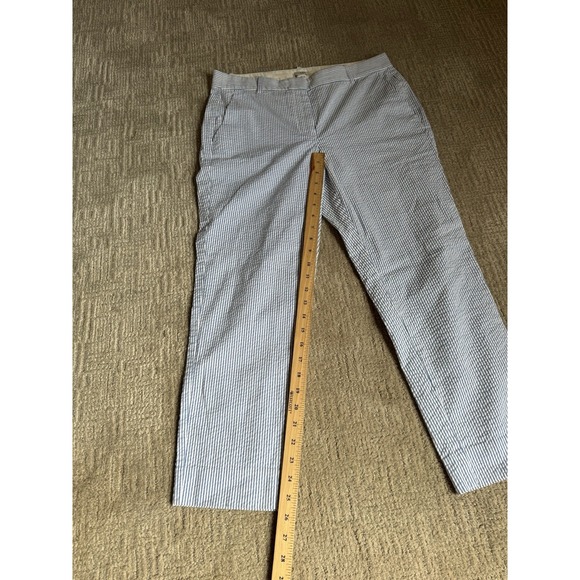 J Crew Seersucker Pants Womens Size 8 Blue White Stripe Stretch Cotton Beachy - Picture 4 of 9